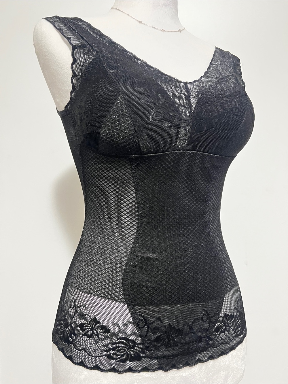 Romantic Black Lace Shapewear Cami Top Size XS